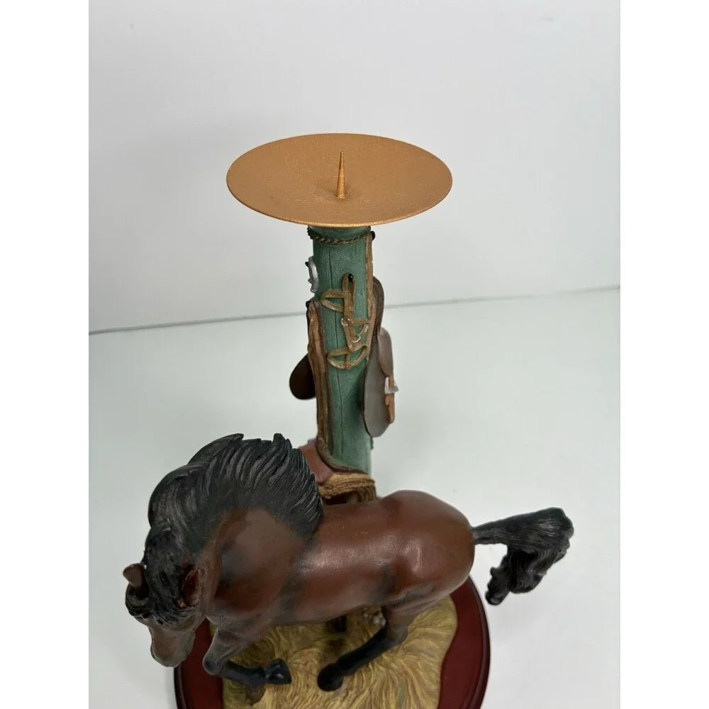 Danbury Mint Noble Brown Stallion Candlestick Holder By Gianni Benveuti